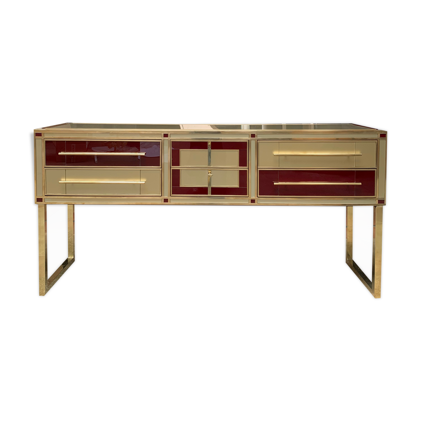 Console/chest of drawers with 6 Murano glass drawers