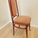 Vintage Thonet Style Bentwood Dining Chair: High Back, Cushioned Seat Pink