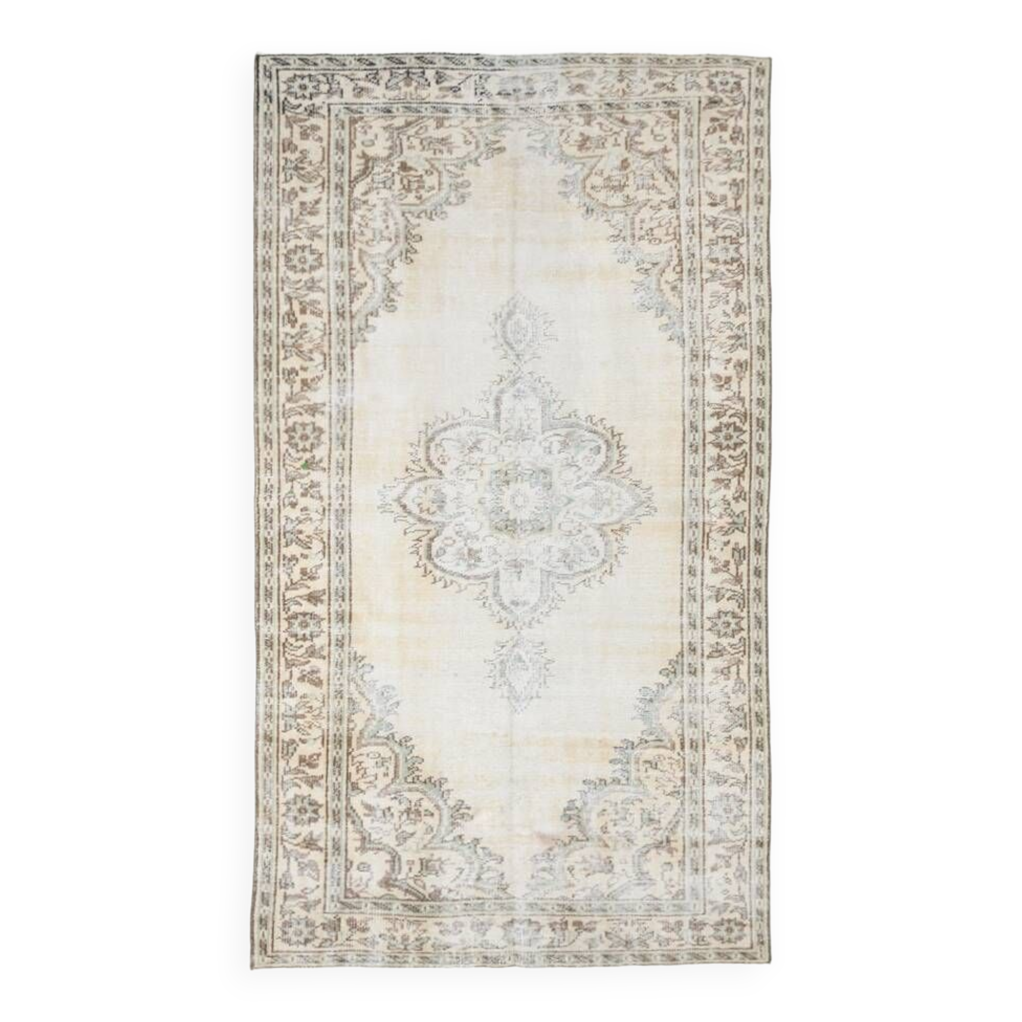 6x9 classic brown & beige vintage rug, 153x272cm