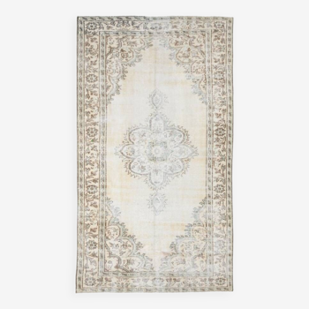 6x9 classic brown & beige vintage rug, 153x272cm