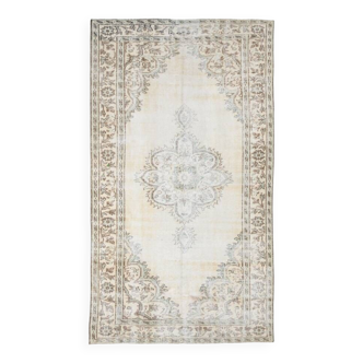 Tapis vintage classique marron et beige 6 x 9, 153 x 272 cm