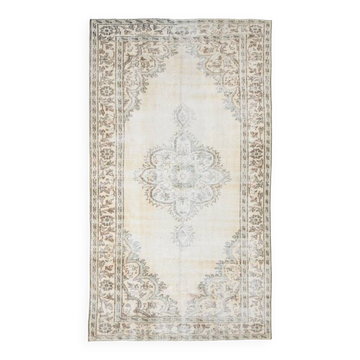 Tapis vintage classique marron et beige 6 x 9, 153 x 272 cm