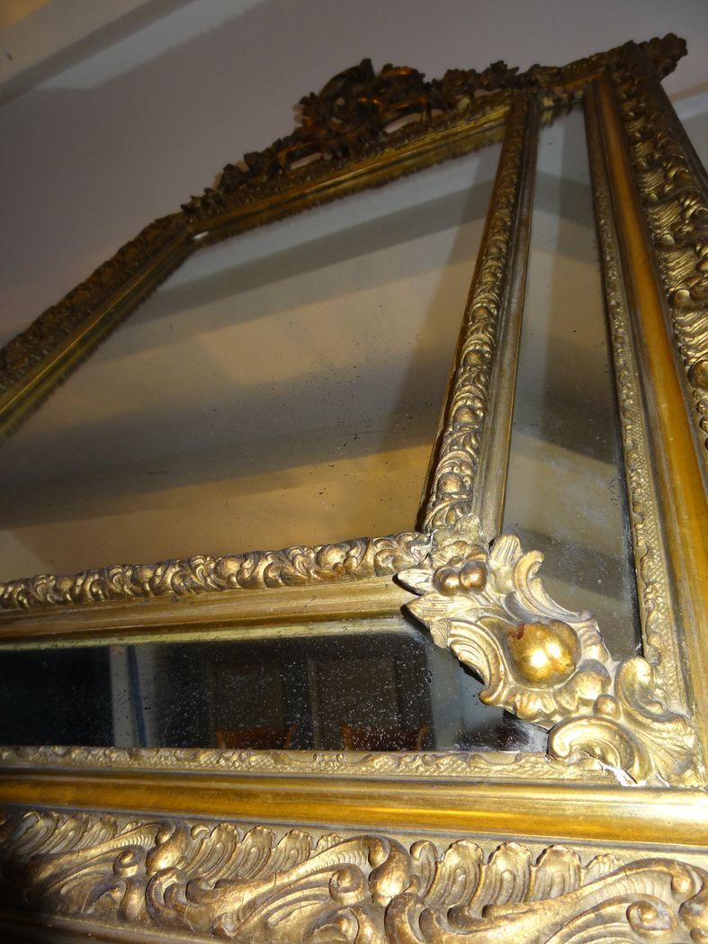 19th century golden stucco parcloses mirror 89x130cm