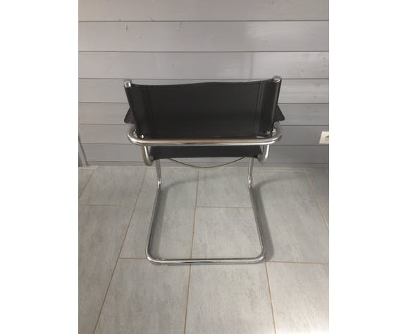 Pair of chrome/black hanging chassis chairs