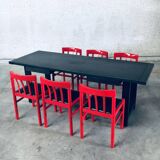 Mid-Century Modern Design Red Dining Chair Set, Belgium, 1960s, Set of 6