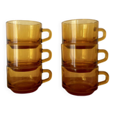 Vintage lot de 6 tasses à café marron Vereco