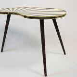 Grande table d'appoint en forme de rein, rayures noires et blanches, 3 pieds élégants