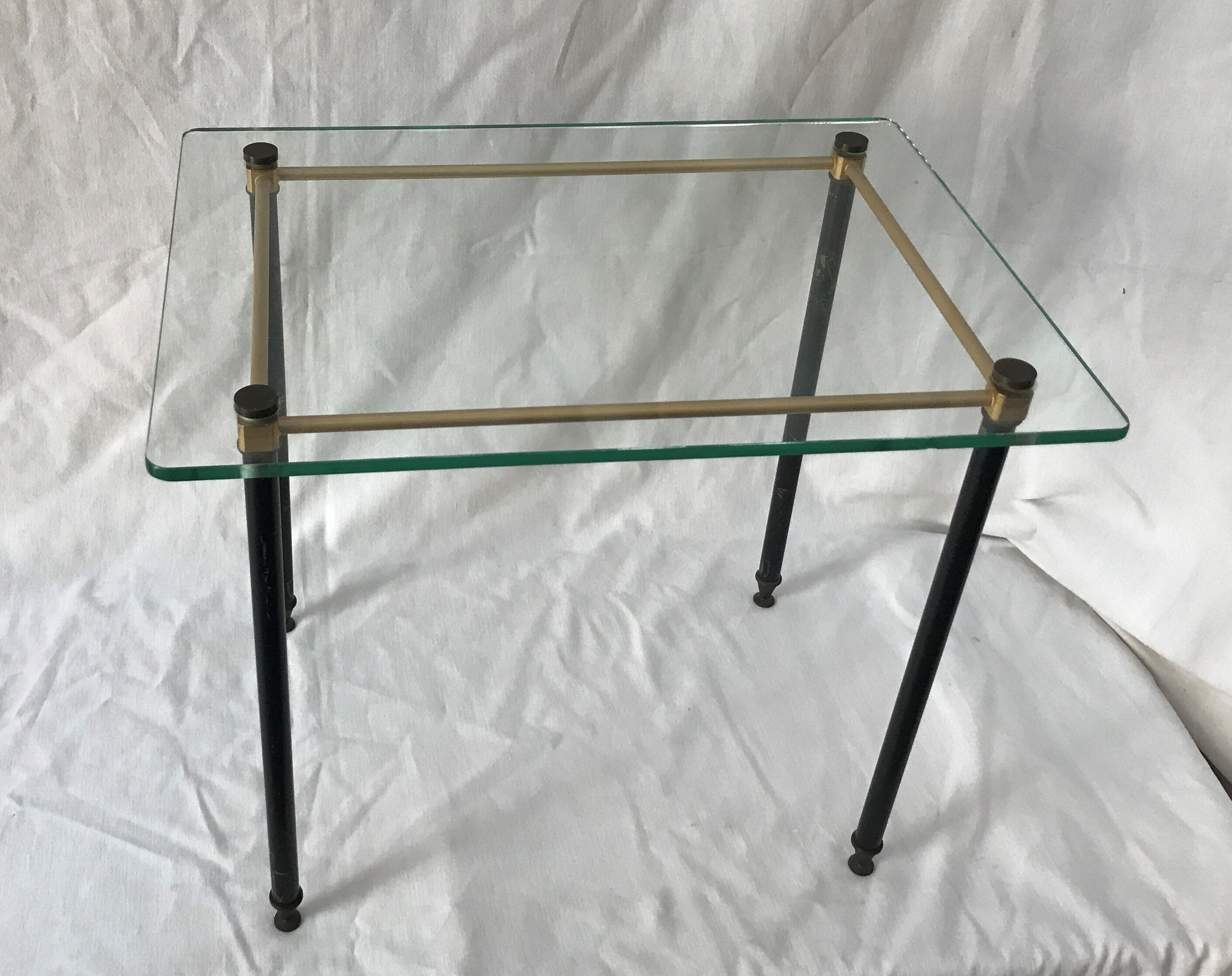 Pull out tables in glass and brass 1950