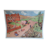 School poster 50s, Rossignol editions in winter and spring