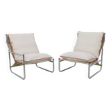 2x vintage lounge chair in chrome, 1970s new cussions