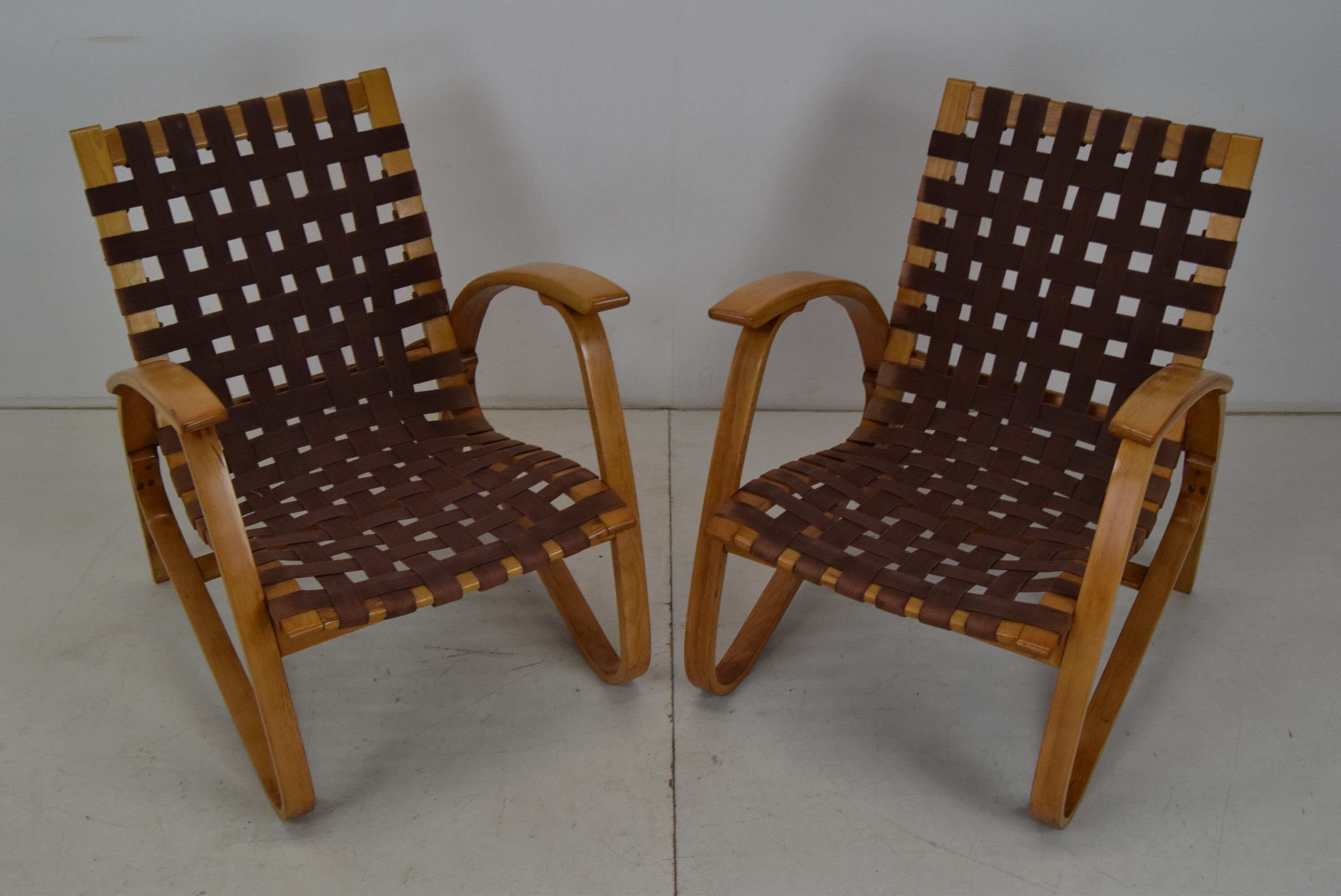 Pair of Bent Beechwood Armchairs,Design Jan Vaněk,1930's.