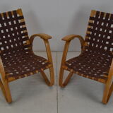 Paire de fauteuils en bois de hêtre courbé, design Jan Vaněk, années 1930.