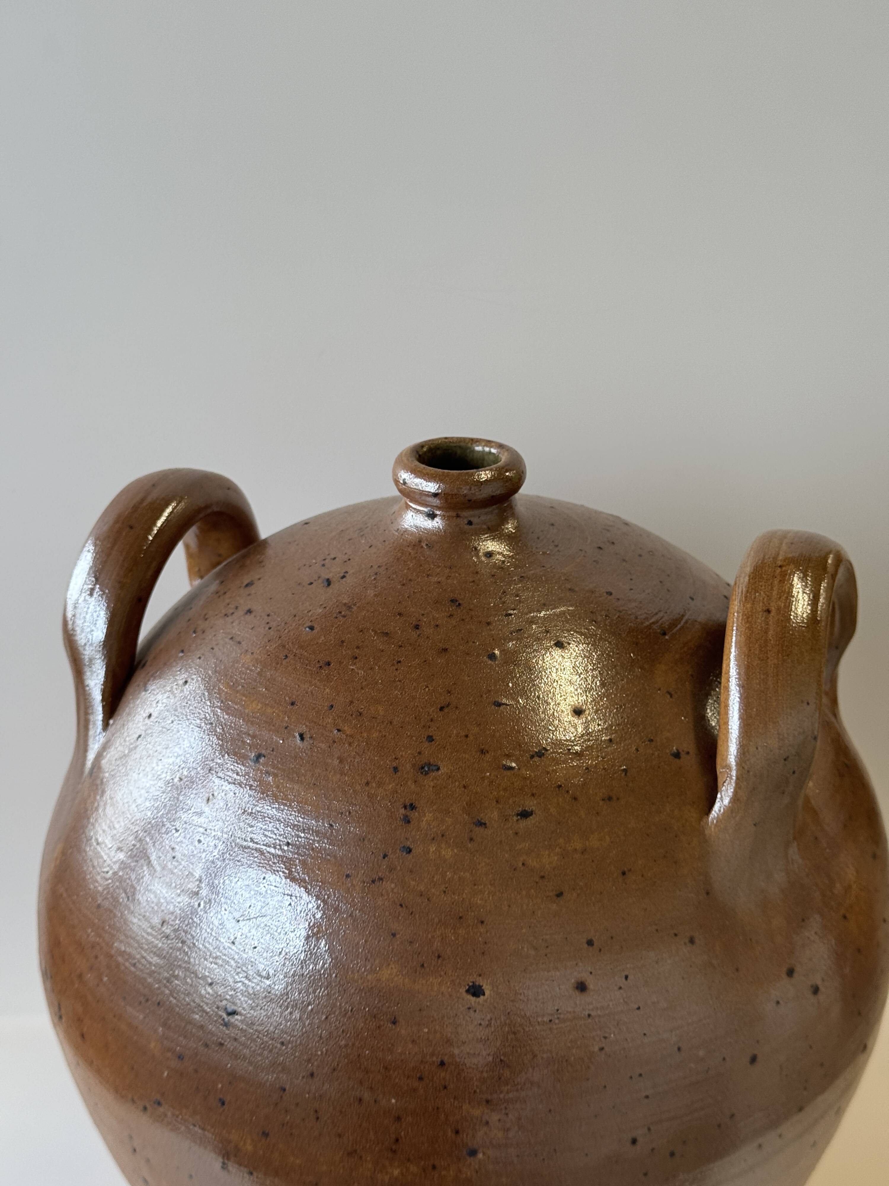 Large round stoneware jar