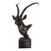 Antelope gazelle bust statue, patinated bronze resin - Safari Decor