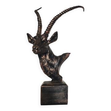 Statue buste antilope gazelle  résine patinée bronze - Déco Safari