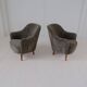 Samspel lounge chairs in sheepskin/mouton modernist mid-century by Carl Malmsten.