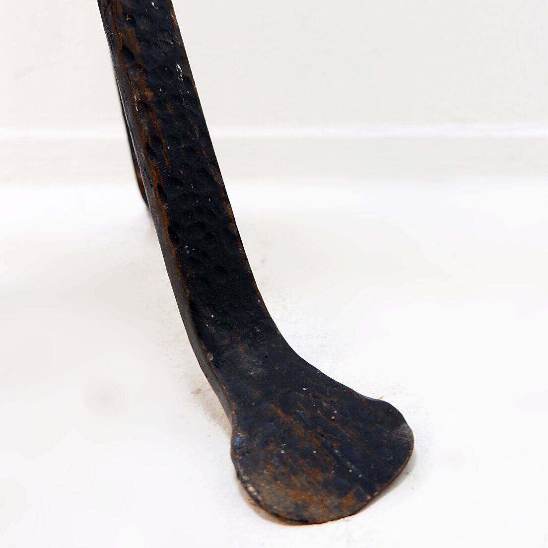 Large Wrought Iron Hammered Fireplace Tool Set: H 127cm