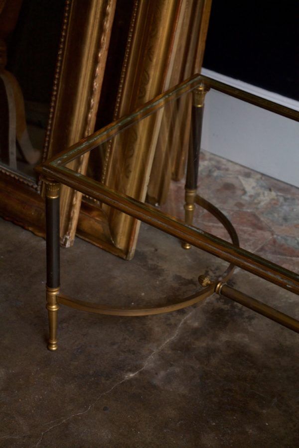 Glass and brass coffee table