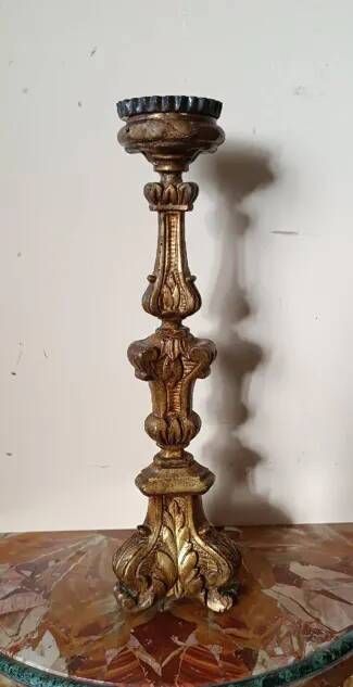 Antique gilded wooden candlestick Louis XIV - XVIII century