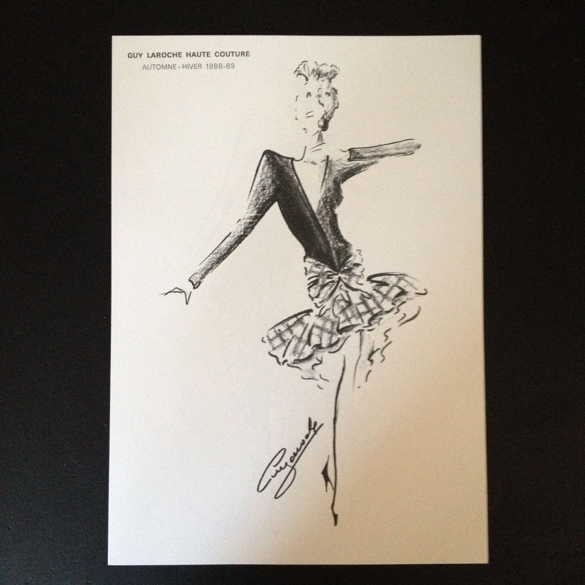 Nice press fashion illustration by Guy Laroche- period - late 80s.