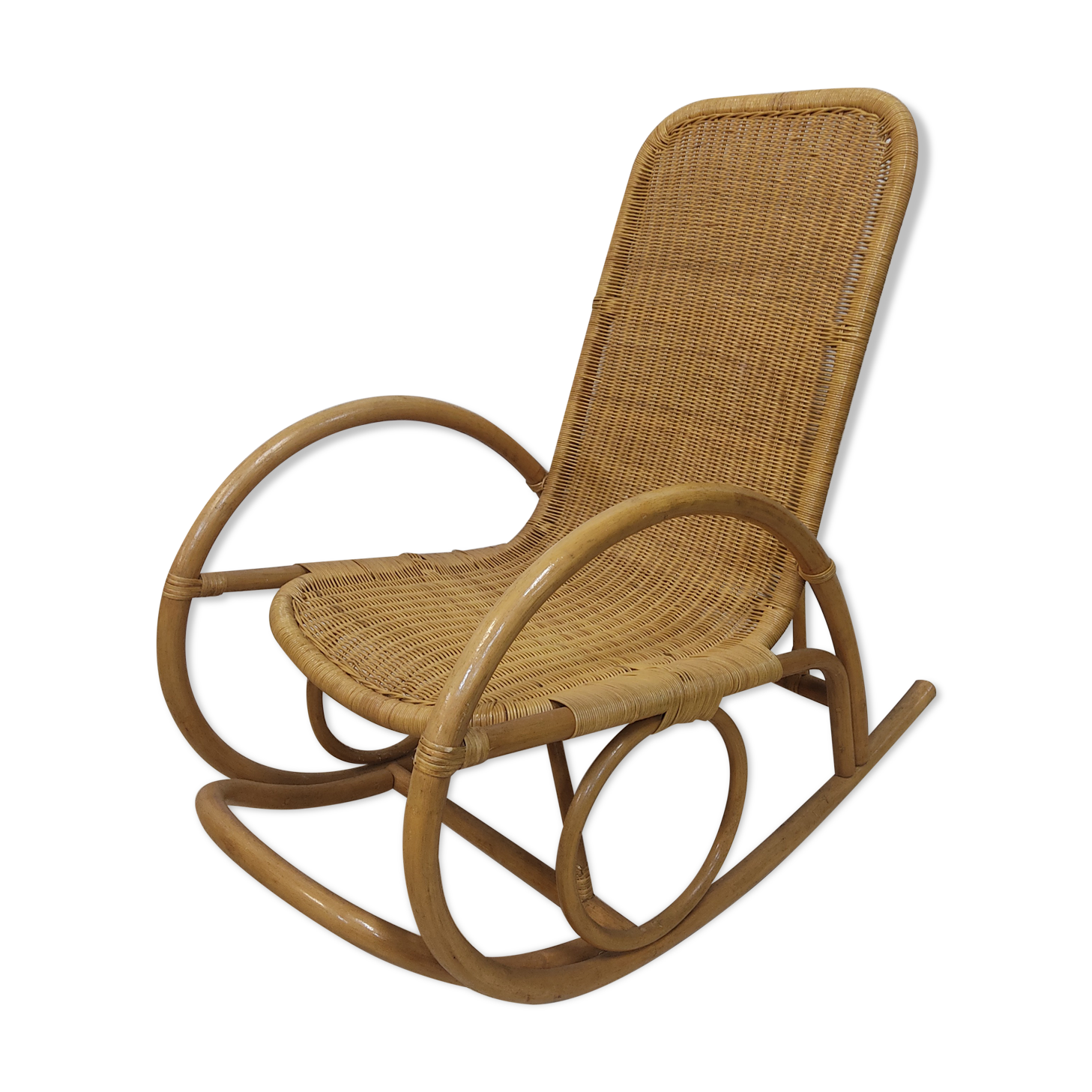 Rocking flesh adult wicker and bamboo
