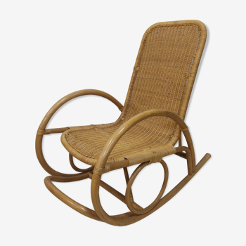 Rocking chair adulte osier et bambou