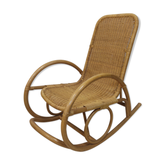 Rocking flesh adult wicker and bamboo