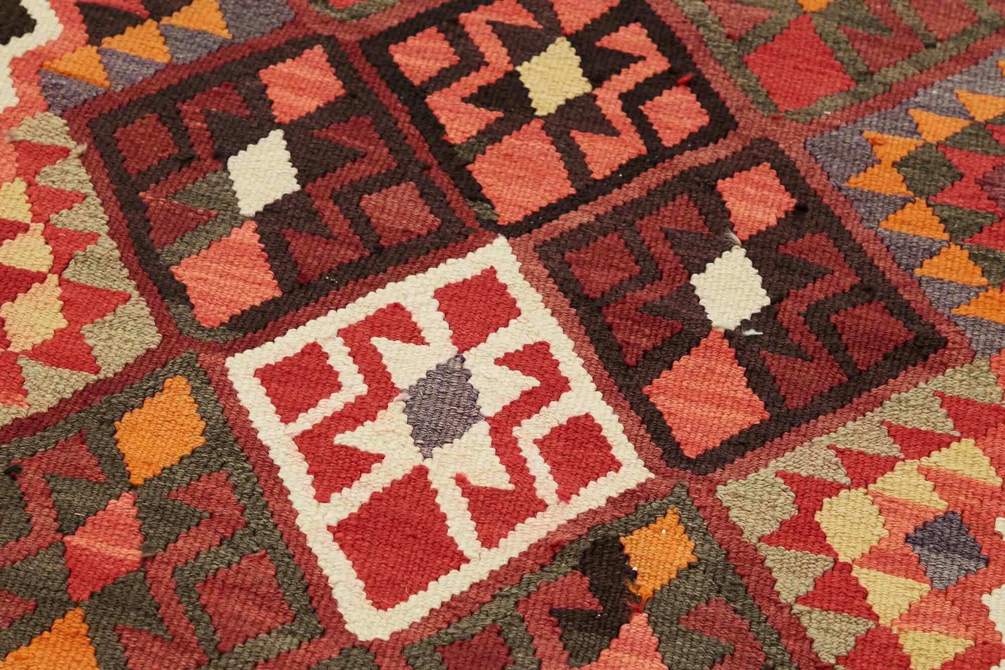 Turkish Handwoven Vintage Herki Kilim 80 cm x 400 cm