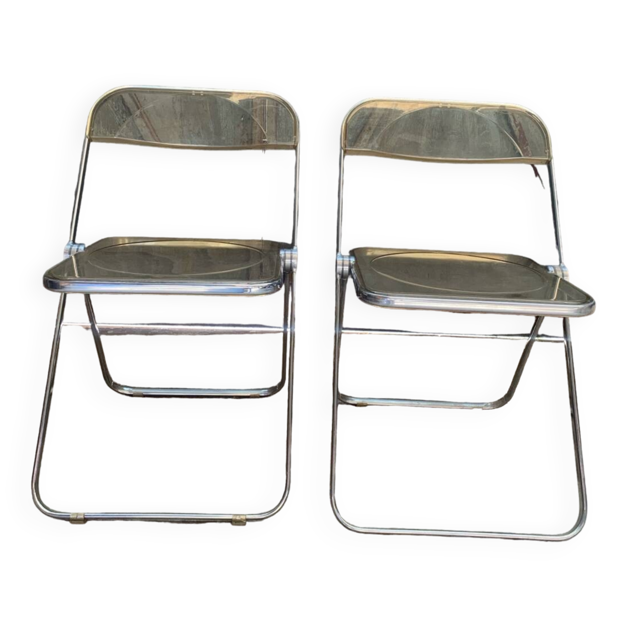 Pair of Yellow Plia Chairs Giancarlo Piretti Castelli Vintage