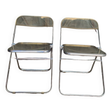 Pair of Yellow Plia Chairs Giancarlo Piretti Castelli Vintage