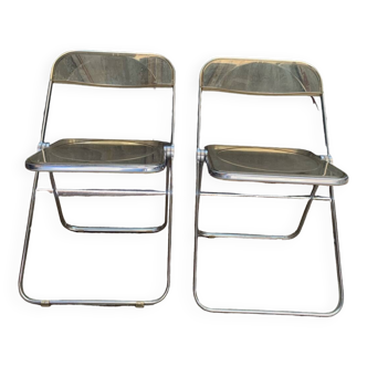 Paire Chaises Plia Jaune Giancarlo Piretti Castelli Vintage