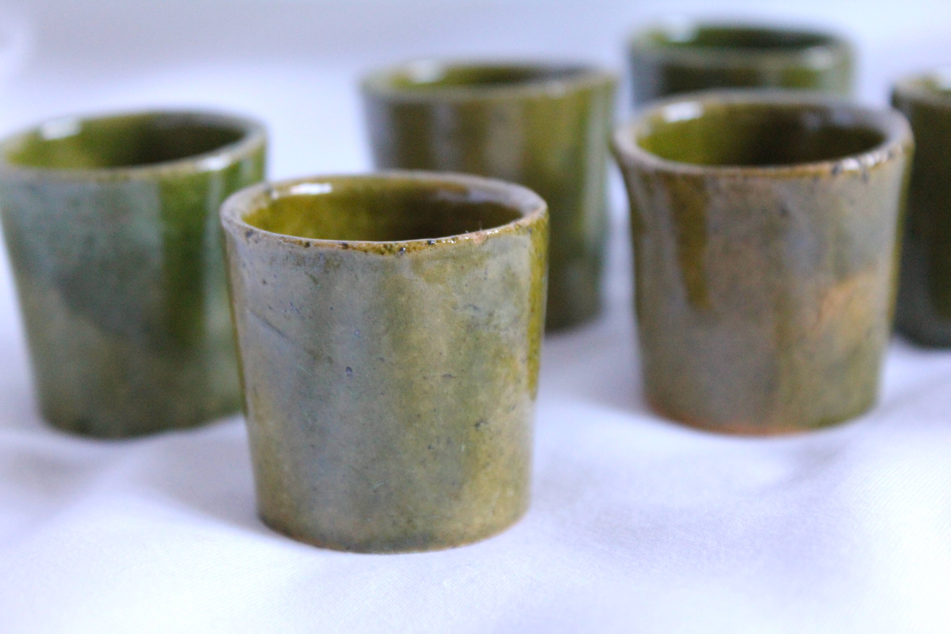 Set of 6 sandstone liquor glasses