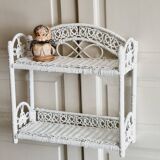 White wicker peacock shelf