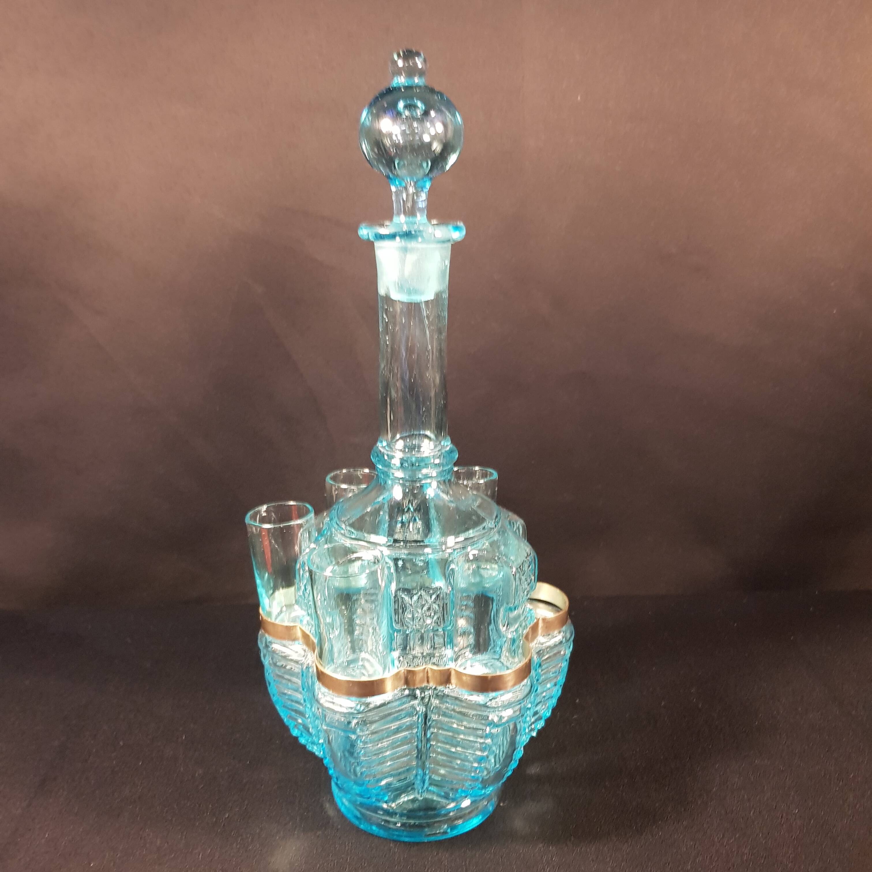 Blue Art Nouveau carafe