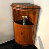Biedermeier Corner Cabinet, Cherry Veneer, Ebony Inlay, South Germany circa 1820