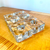 Set of 6 square molded glass candle holders