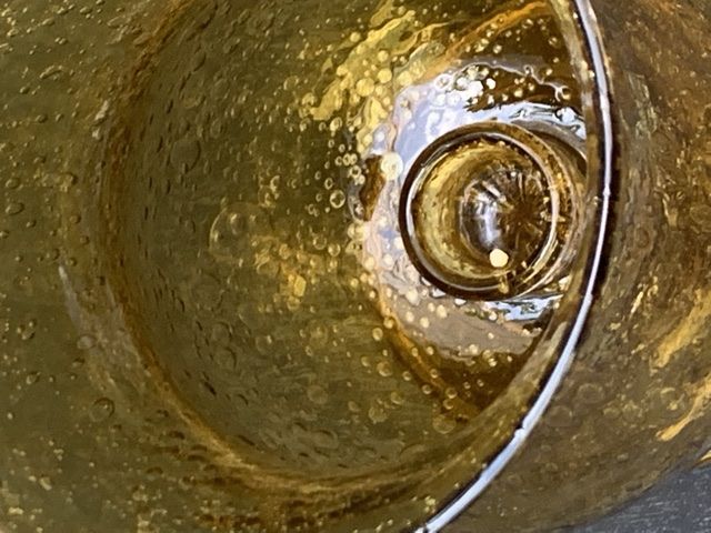 Photophore in blown bubble glass vintage biot ochre glassware