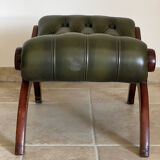 Classic English-style leather sofa with footrest