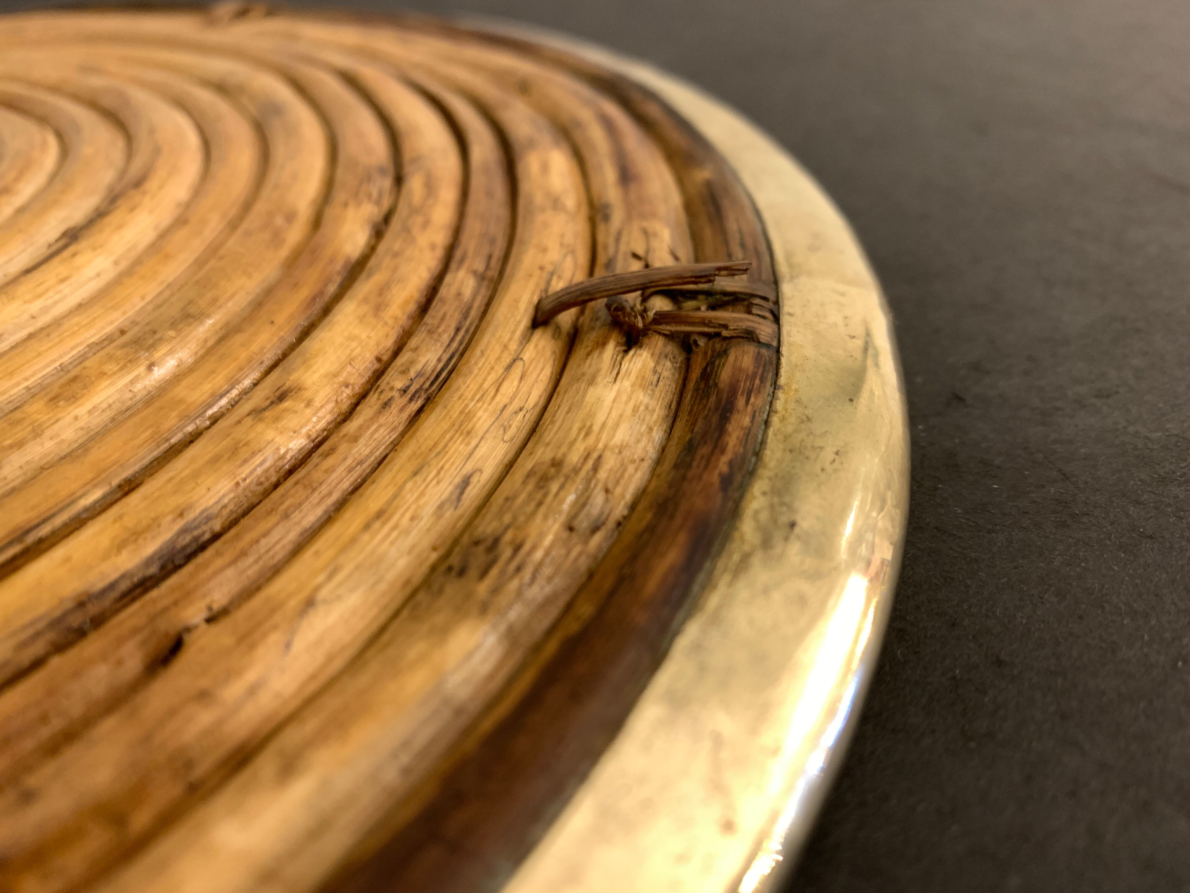 Round rattan and brass underside, 1960
