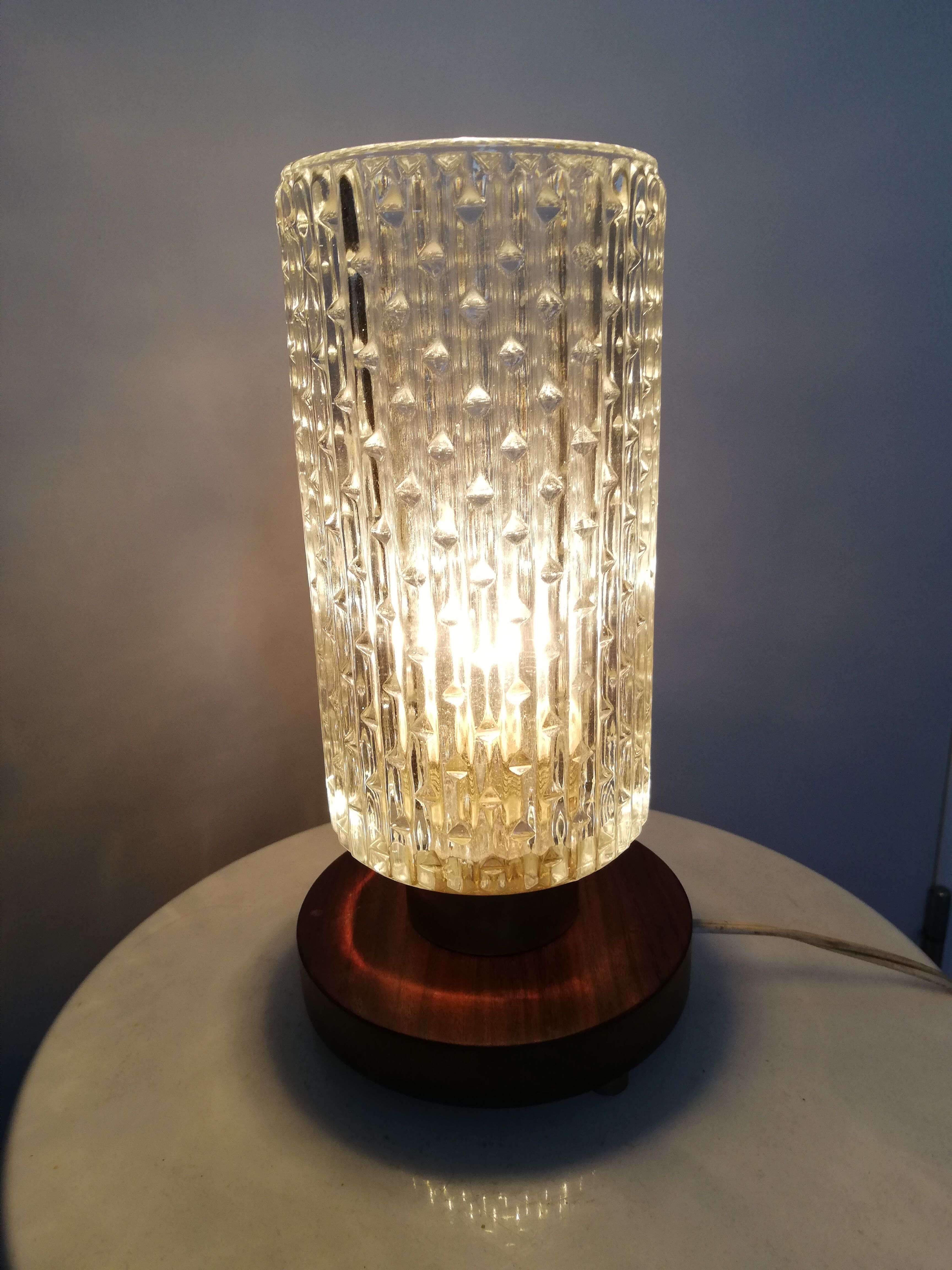 Teak and glass Scandinavian nightlight