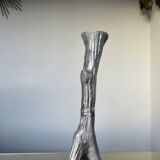 Brutalist "tree" candle holder in cast aluminum from the 70s