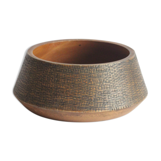 Wooden bowl with sgraffito decor, 1960s.