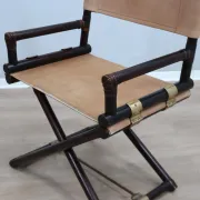 McGuire Bamboo Leather Director Chair Vintage 1950s