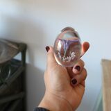 Sulphide violettz paperweight in crystal Daum France