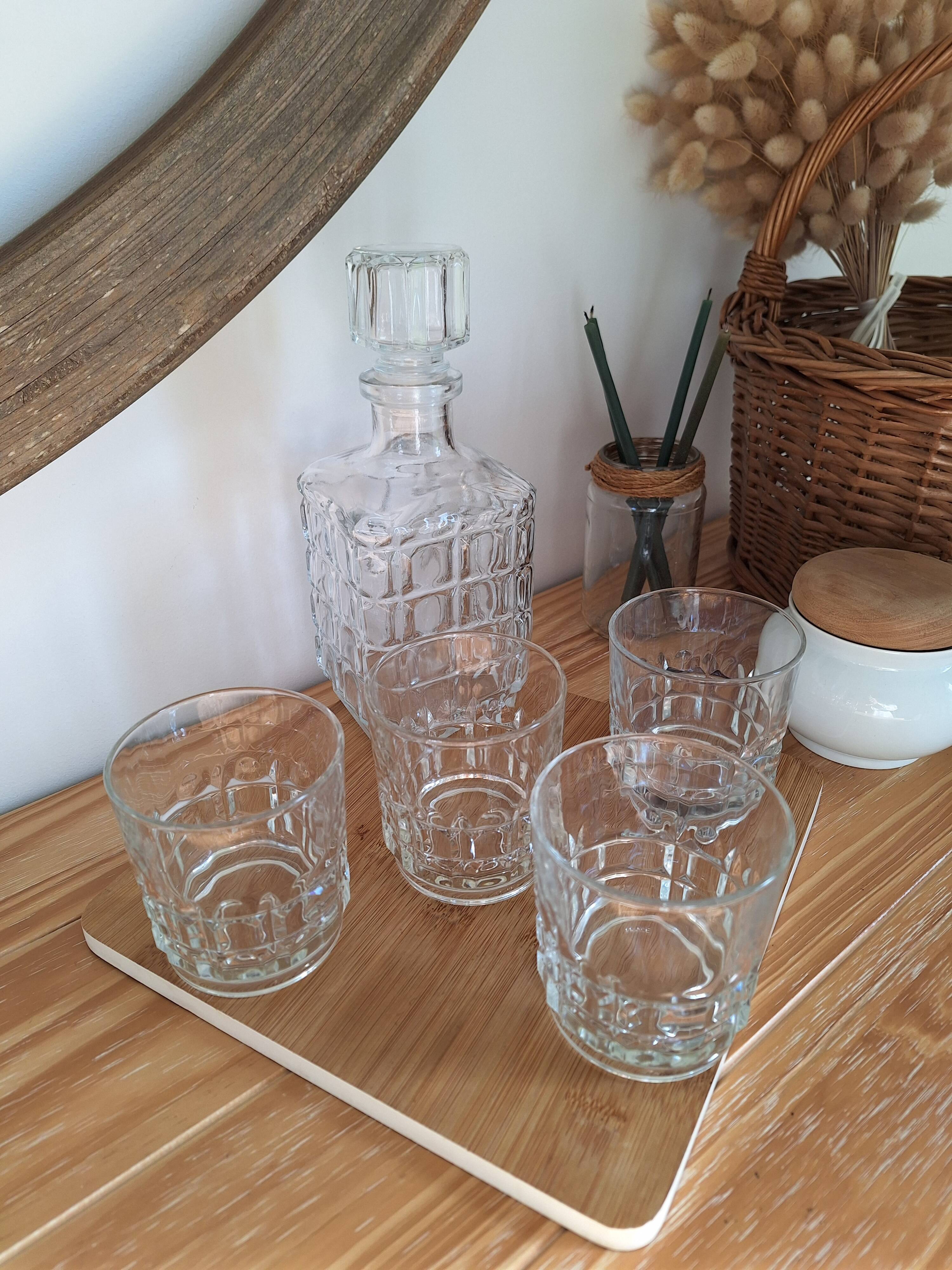 Vintage whiskey decanter and glasses