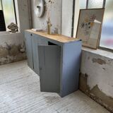 Factory blue patinated workshop furniture