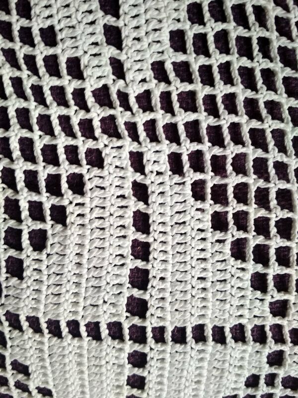 Dessus de lit en coton blanc , Ancien jeté de lit en crochet , couvre lit coton blanc