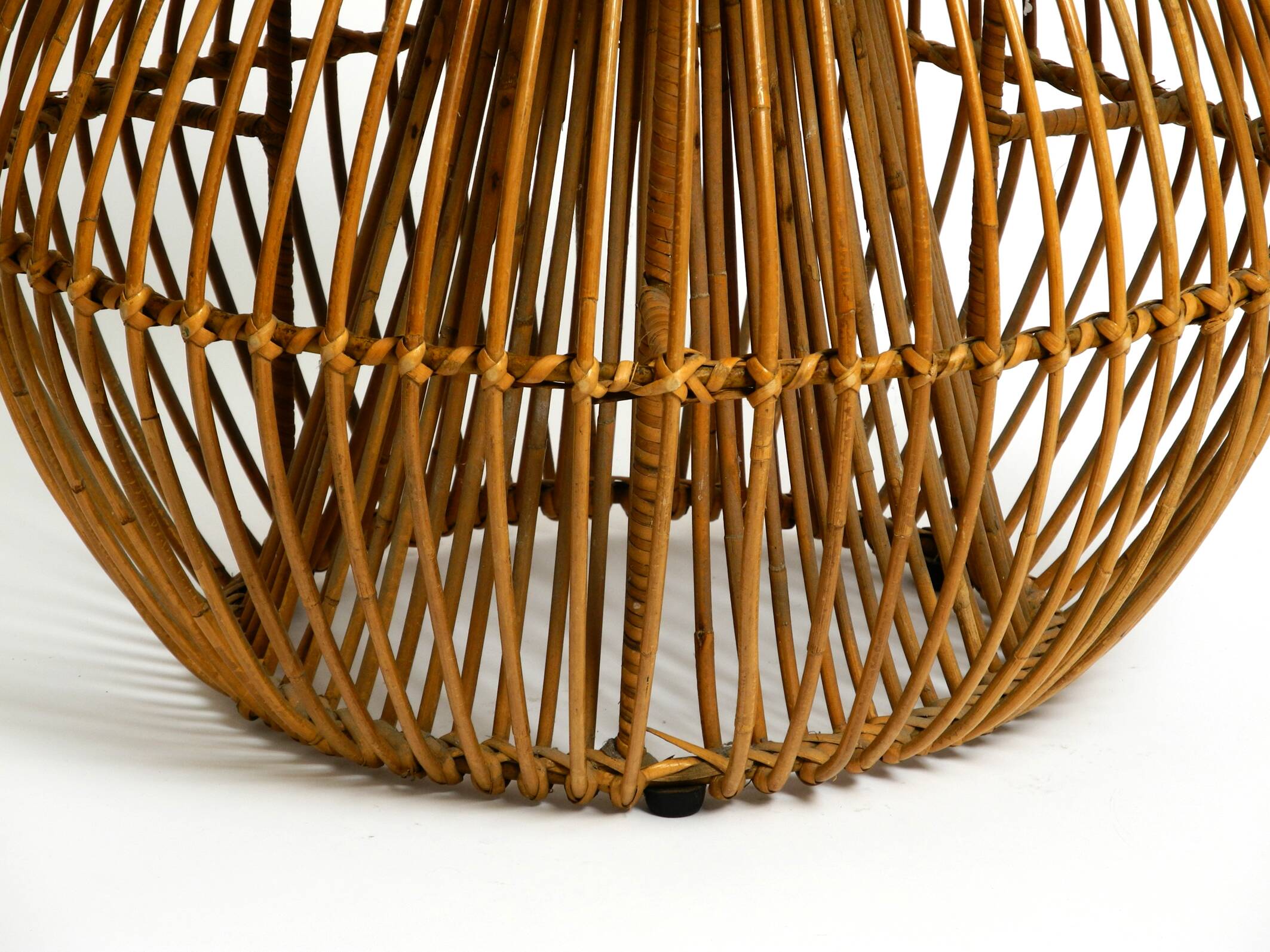 Original 1960s Italian bamboo rattan stool with its original seat cushion