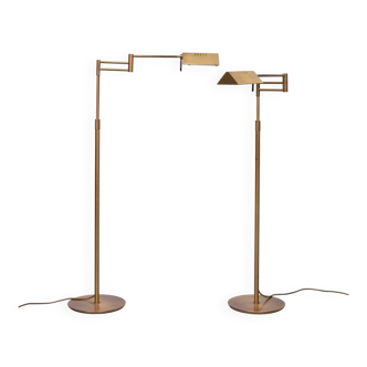 pair Library Swing arm brass floor lamps 1980s Germany