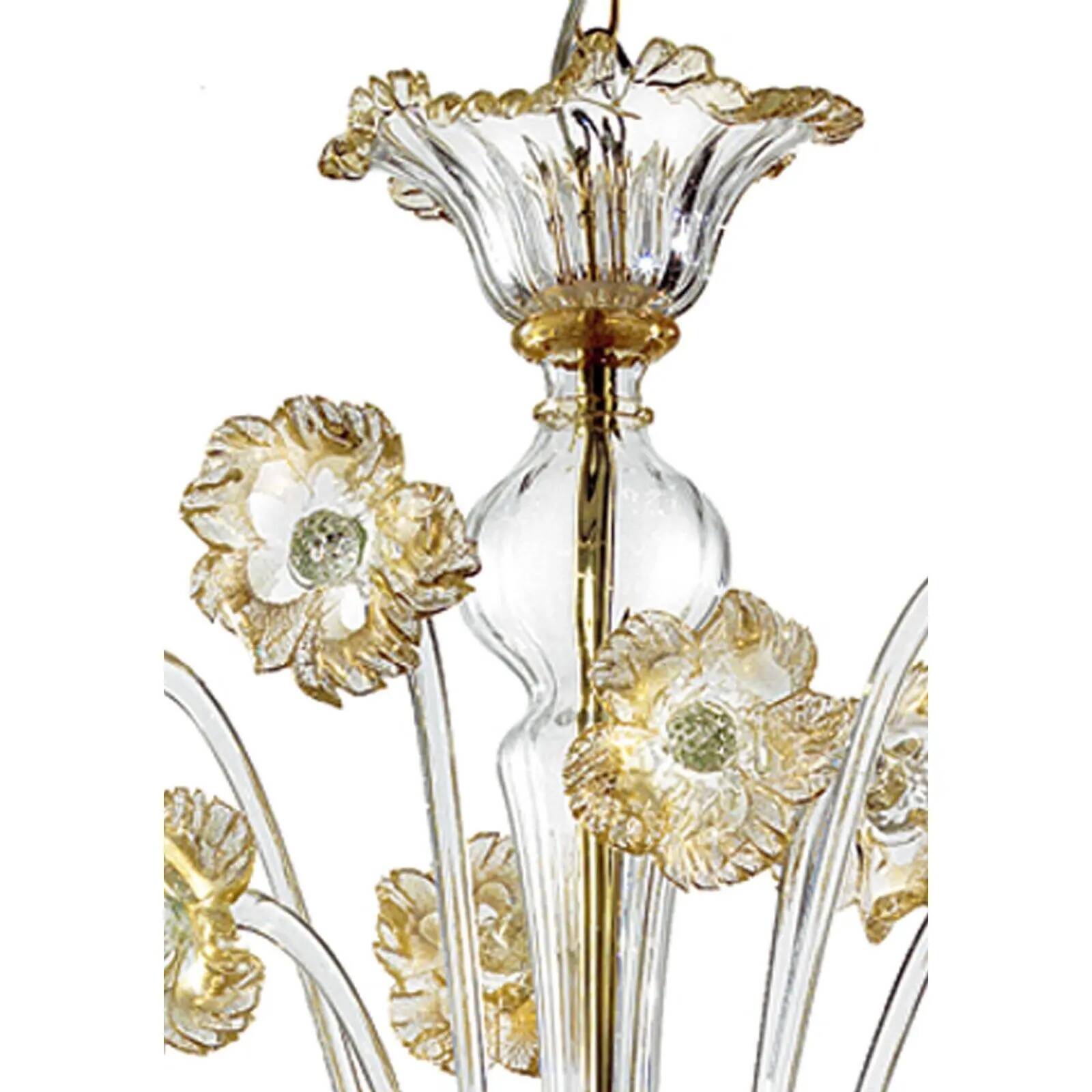 Elegant Romantic Murano Glass Chandelier With Floral Accents